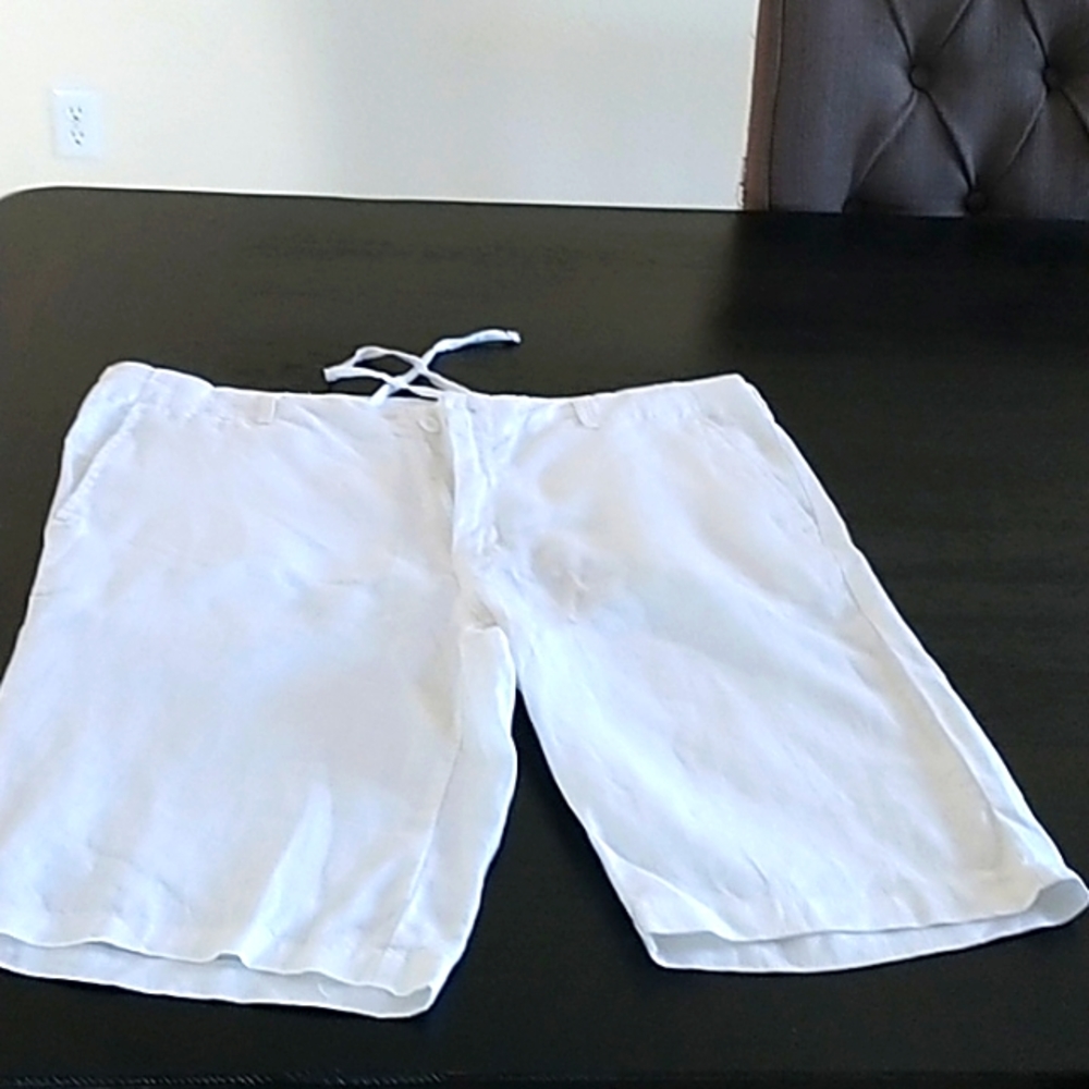 XL White Linen Mens Shorts